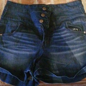 High waisted denim shorts